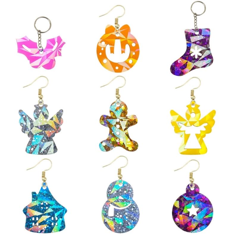 Combined Socks Holographic Light Shadow Ornaments Silicone Epoxy Keychain Mold DIY Pendant Jewelry for Valentines Gift