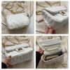 Faux Leather Quilted Chain Bag for Women, Minimalist Crossbody Square Purse, Soft Single Strap Shoulder Handbag KTB