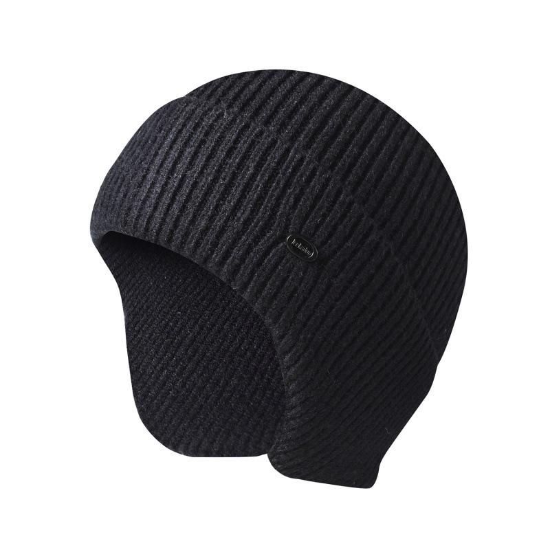 Autumn and Winter Knitted Hats Men and Women Solid Color Thermal Ear Caps Outdoor Riding Wool Caps Ski Pullovers
