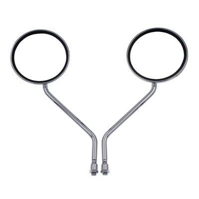 Silver Long Stem Round Motorcycle Mirror Universal for Motorbike