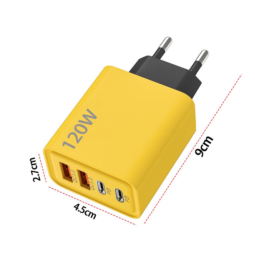 120W USB C PD Charger Dual PD QC Wall Charger Plug 4 Port USB Charger Cube Power Plug Charging Station for Tablets Cellphones