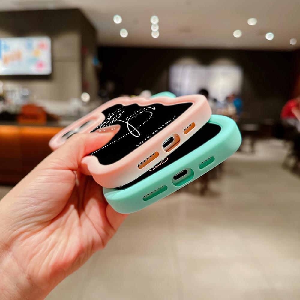 Custodia morbida per telefono Macaron Big Wave per iPhone 11 12 13 14 15 Samsung A14 A15 A23 A24 A25 A54 A55 Xiaomi Redmi Note 13 Cover A18 Love Yourself Flower art