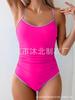 New women's one-piece swimsuit women's belly slim swimsuit solid color double-parcel thin shoulder strap swimsuit