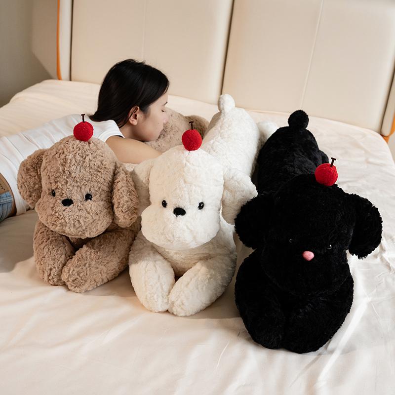 100cm Cartoon High Quality Giant Long Dog Plush Doll Pillow Curly Brown White Black Cherry Dog Plush Toy Home Decor Girls Gift