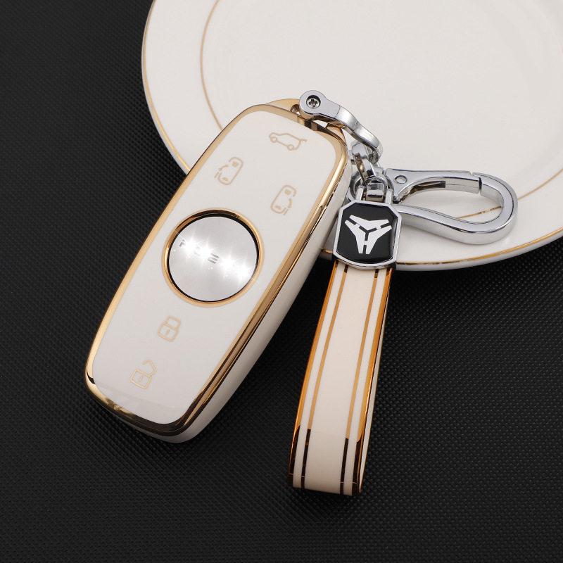 Roewe iMAX8 Key Cover - Stylish Gold Edge Silicone Protective Shell for Business Cars