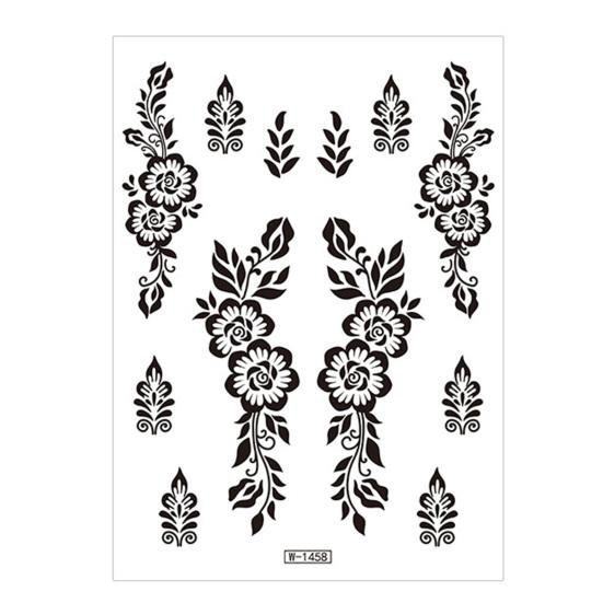 Temporary Tattoos Stickers Fake Body Arm Chest Shoulder Tattoos with Black Lace Flower