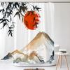 Rideau de douche imprimé Mont Fuji 3D et fleurs style japonais avec crochets Paysage naturel Décoration de maison Rideaux de salle de bain