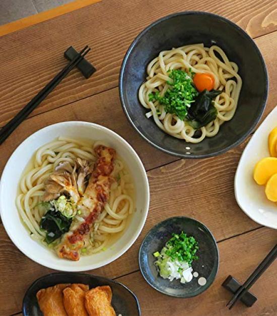 Tableware East Noodle Bowl, Large, Black, Polka Dot, Monotone Series, 1,500cc