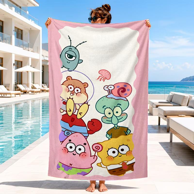 Sponge Expressions Pattern Beach Towel, Microfiber Beach Towel, Perfect For Pool, Beach, Travel, Home Decor Beach Party Fan Gifts