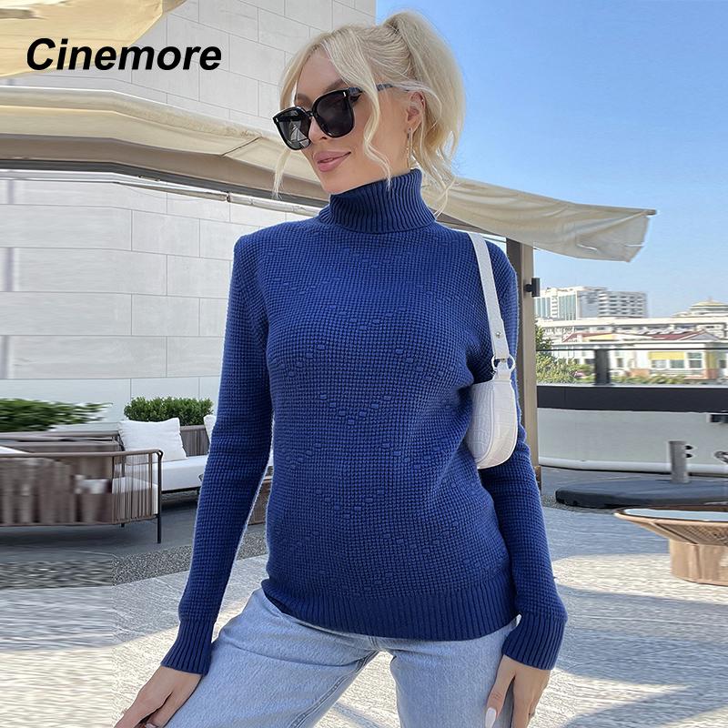 Cinemore Spring Autumn Women's Sweater Solid Oversize Casual Pullovers Warm Basic Long Sleeve Top O Neck Knitted Jumper Sweater