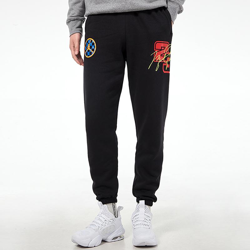 Pánské tepláky Air Jordan 23 Running Training Printed Fleece s manžetami Černé CV3162-010