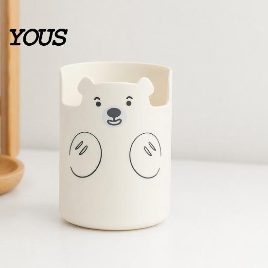 Macaron Colors Desk Organizer Cute Bear 2-in-1 Pen Holder & Phone Stand, Organizer, Large with Stand Capacity Storage for Pens Makeup Brushes Scissors