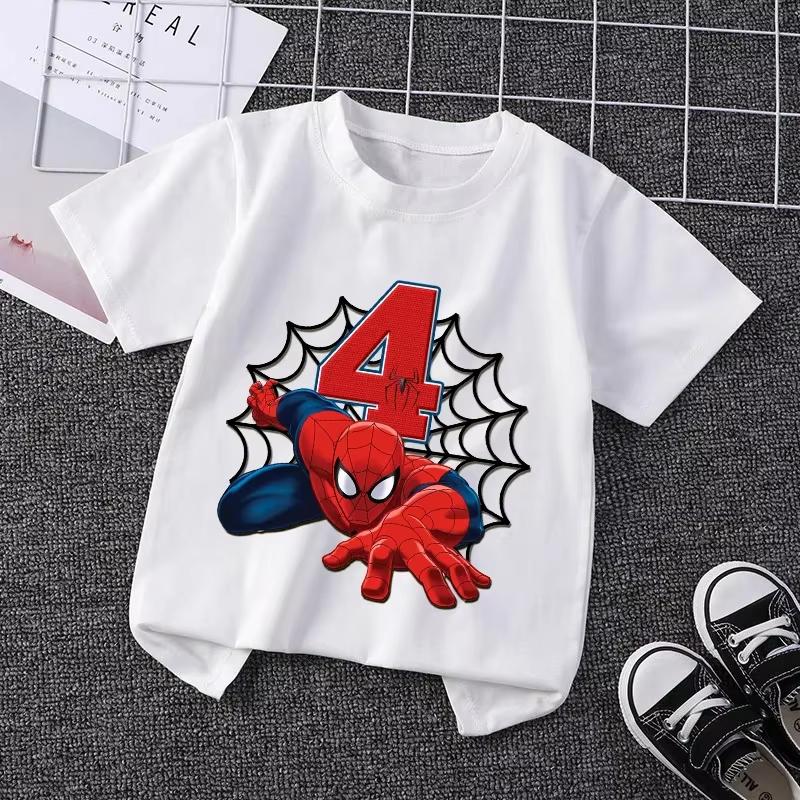 2026 Summer New Childrens Tshirt Digital Spider Unisex Printed Pure Cotton Parent Child Fashion Brand Round Neck Top Unisex