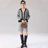 100% Sheep Wool Thickening Autumn and Winter Women's Color Contrasting V-neck Cardigan Woolen Sweater