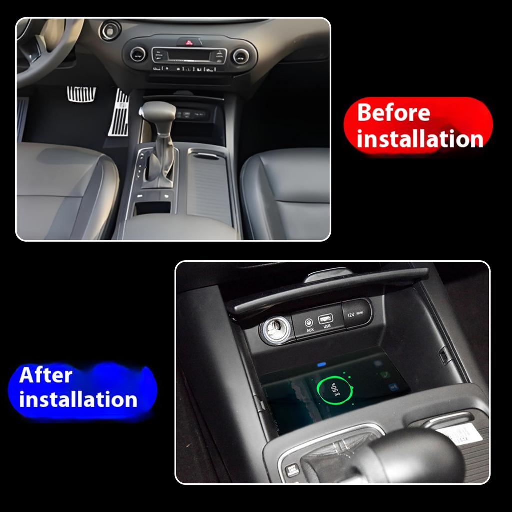 2 Din for KIA Sorento 2015-2018 Car Wireless Mobile Phone Charger Center Console Storage 18W Iphone Fast Charge Plate Holder