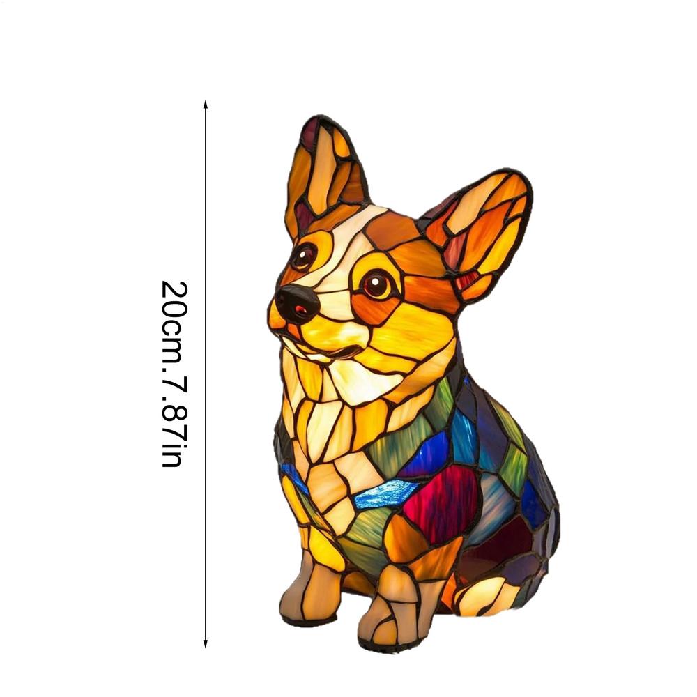LED Corgis Lamp And Pug Lamp Dog Series Art Night Light Stained Resin French Tabletop Night Light Cute Pet Dogs Desktop Decor