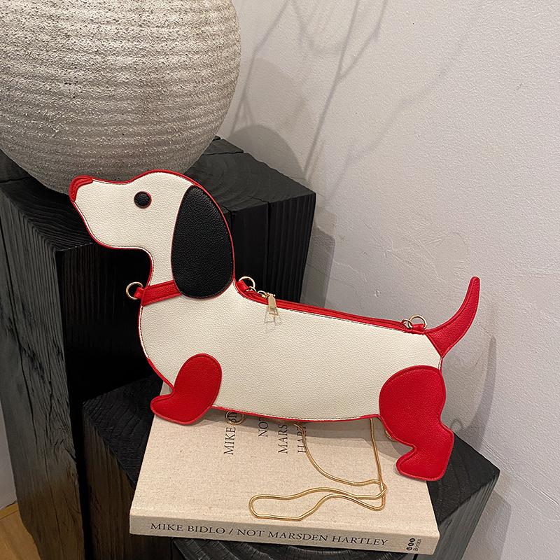 1pcs Creative Fashion Cartoon Dachshund Shoulder Bag Outdoor Travel Casual Crossbody Bag Cute Animal-shaped Handbag