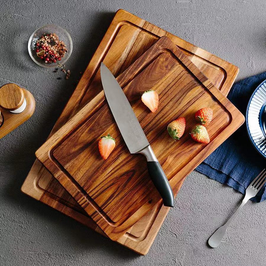 Acacia Wood Cutting Board Wooden Cutting Board with Juice Groove Durable Wooden Chopping Board for Kitchen for Meat Fruit Cheese