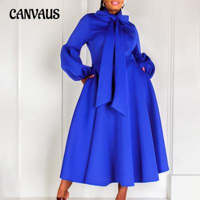 Robe grande taille pour femmes, manches bulles, bretelles, ourlet large, taille haute