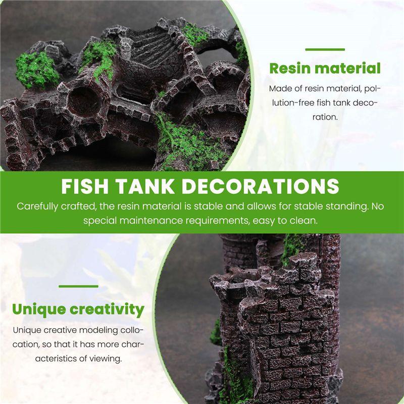 Kunstharz Aquarium Dekoration Antike Burg Aquarium Felsenhöhle Gebäude Dekoration Aquatische Landschaftsgestaltung Ornament