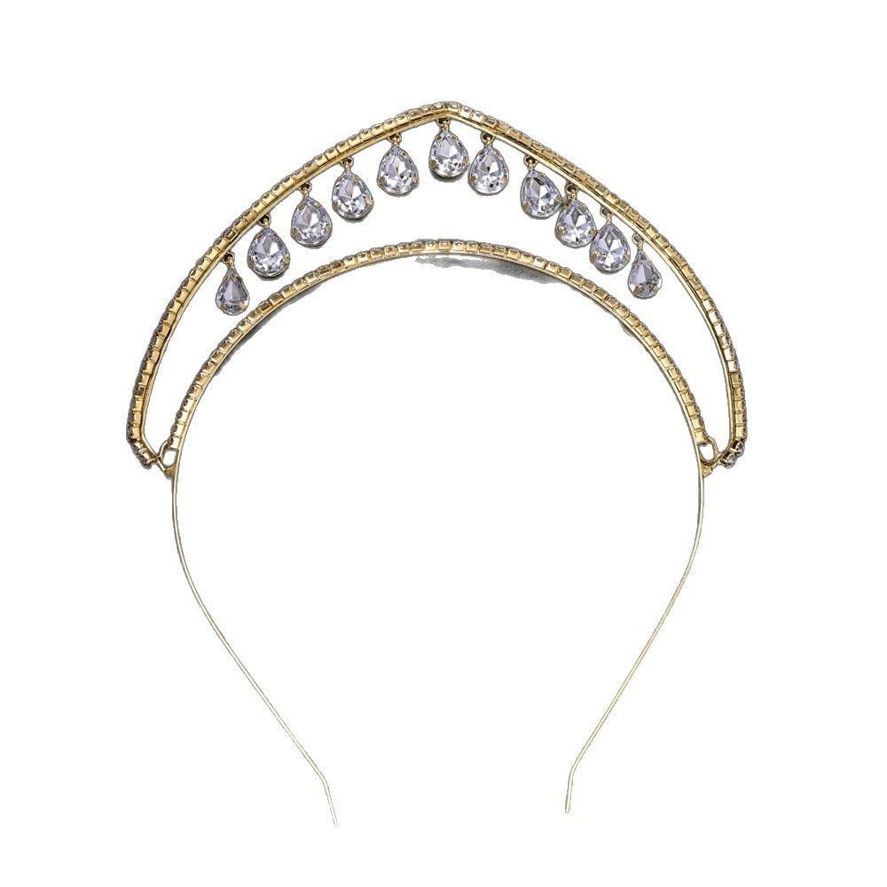 

Luxury Rhinestone Headband Tassel Crystal Fairy Tiara Elegant Headpiece Costume золотий