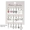 9 Pcs Cute Butterfly Heart Drop Earrings Set Fashion Gold Silver Color Girls Geometric Metal Acrylic Earrings 2026 Jewelry Gifts