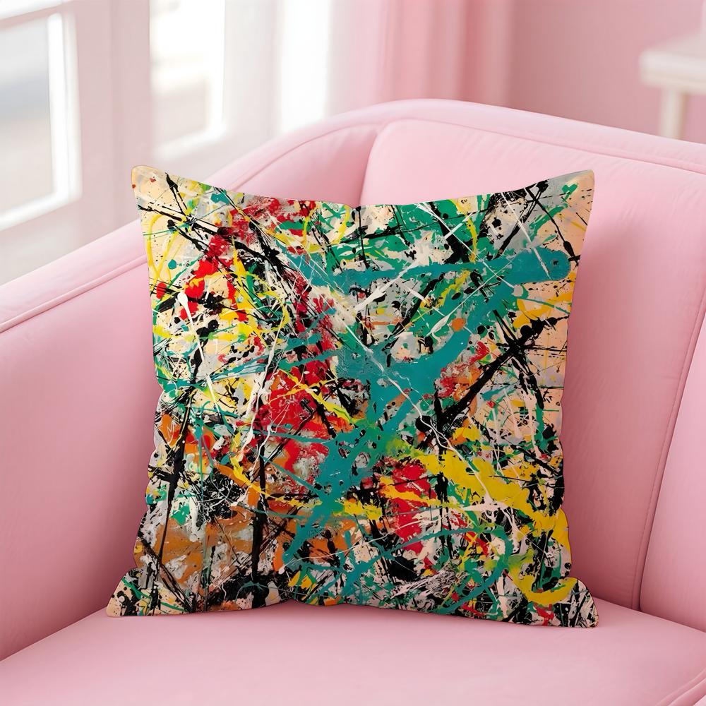 PPollock Cushion Cover Pillow Case Soft Friendly Fabric Concealed Zipper