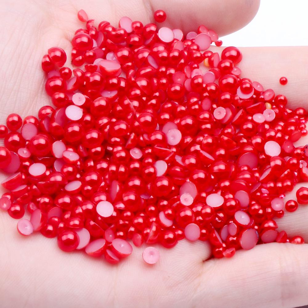 9mm Flat-back Half-round Pearl Beads - 100 Pcs for DIY Phone Case Decoration
