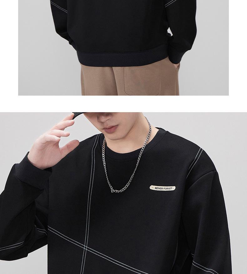 Men's 2025 Autumn/Winter Velvet Thickened Pullover Hoodie - Round Neck, Long Sleeve, Casual Sports Top