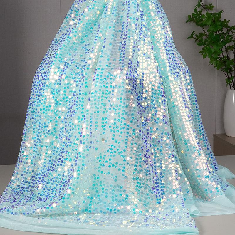 Barevná Duhová Lesklá Kusová Gradientní Látka 6mm Flitrová Vyšívaná Látka Párty Kostým Šaty Pozadí Obalová Síťovina