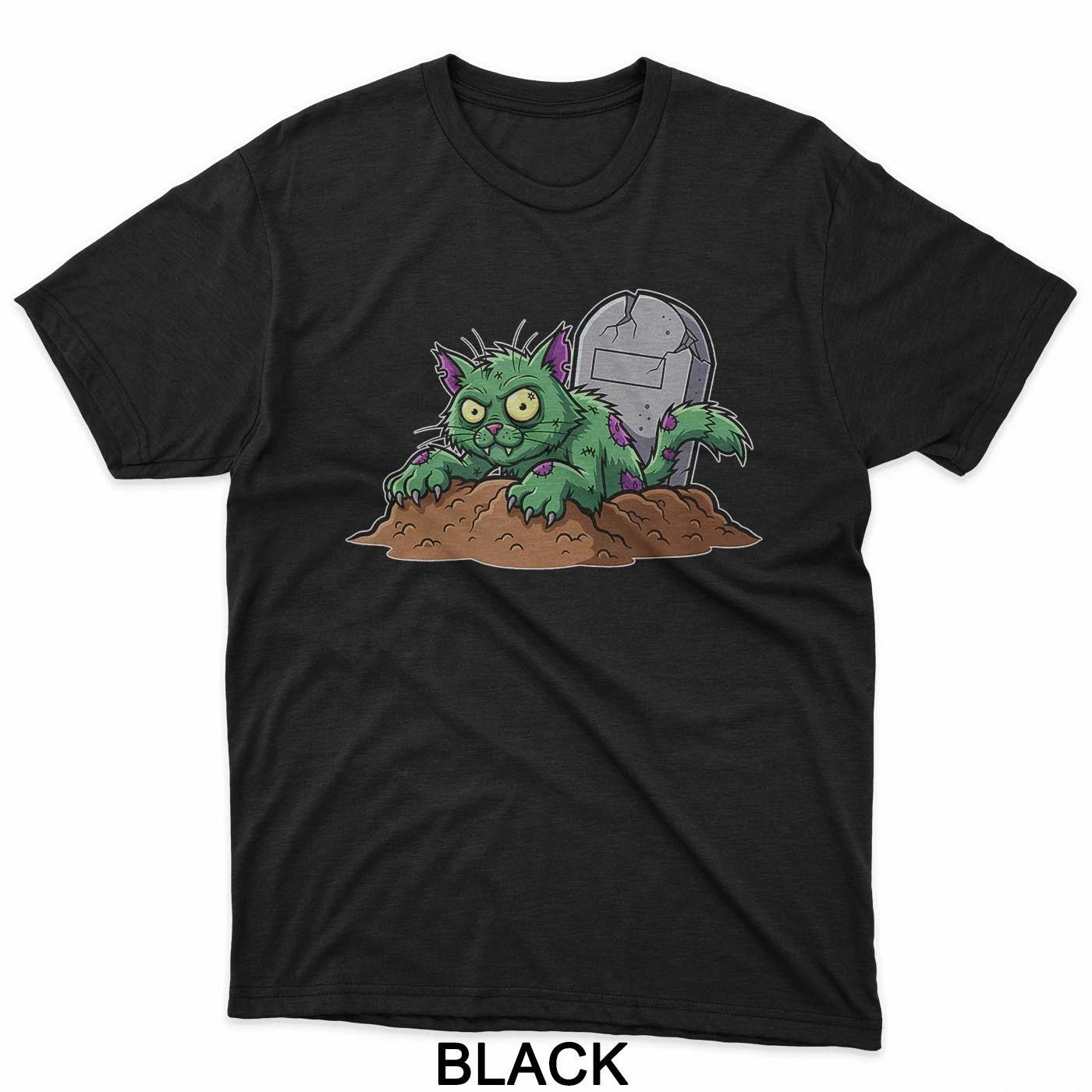 Zombie Cat Rising From Grave T-Shirt S
