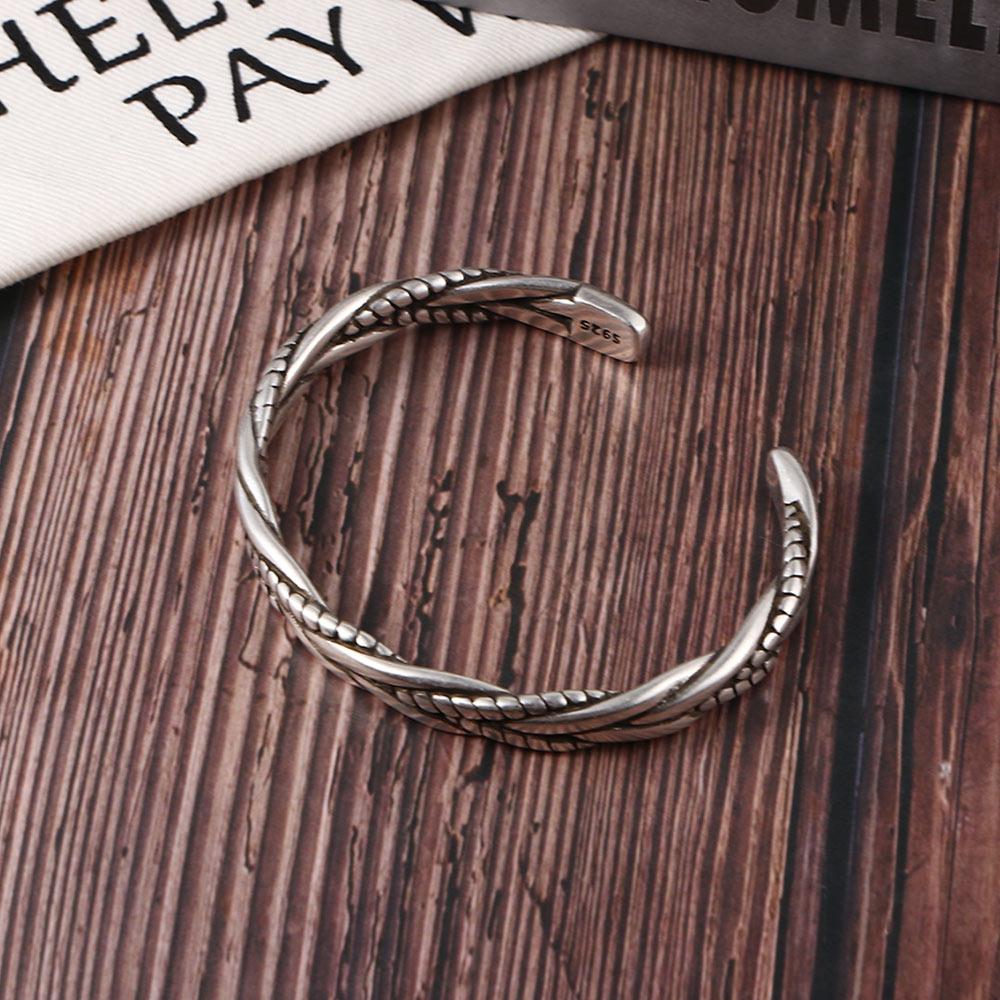 New Geometric Men Simple Women Silver Color Fashion Jewelry Bangles Twisted Opening Bracelets