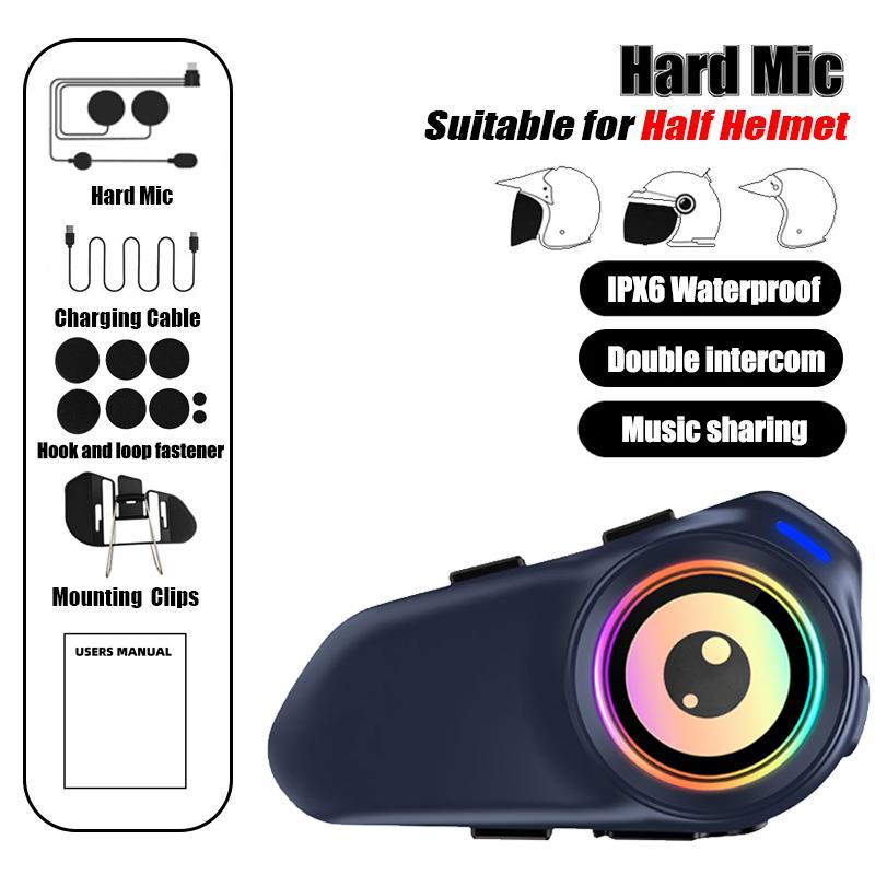 

G1 Motorcycle Helmet Bluetooth Intercom 1000mAh Battery MP3 Player Waterproof 500M Range Music Share for 2 Rider
