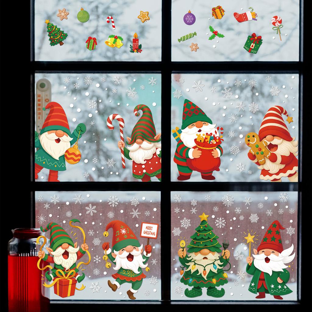 Snowflake Santa Claus Pvc Static Window Decals Set For Decorations Christmas