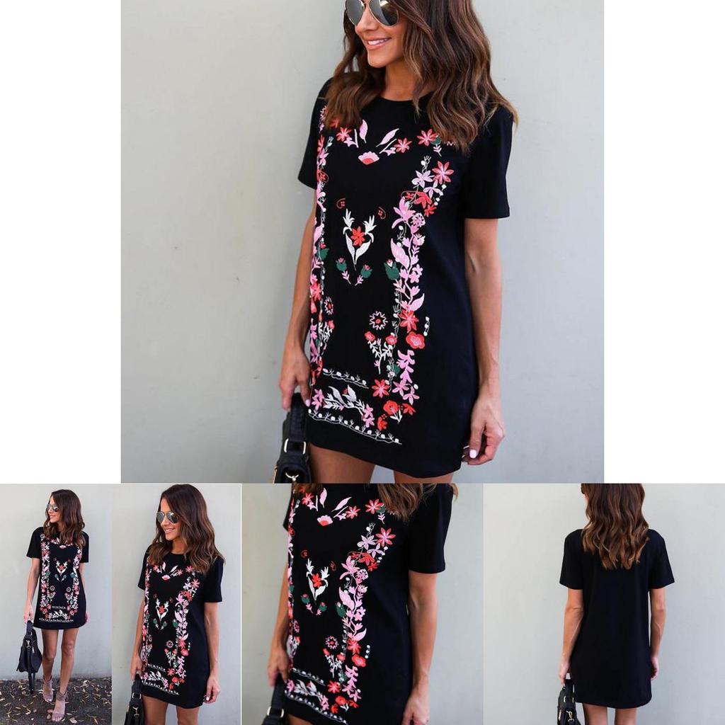 Summer Fashion Women Printed Shortsleeve Long Tshirt With Casual Round Neck For Comfortable Wear