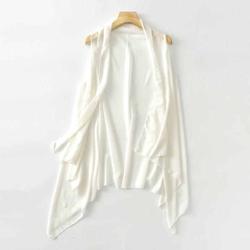 

Экспорт Мода Ветер Без рукавов Шифоновый Миди-кейп White All yards