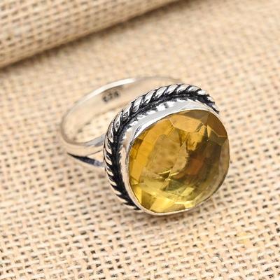 Citrine Gemstone Handmade Solid 925 Sterling Silver Ring Jewelry