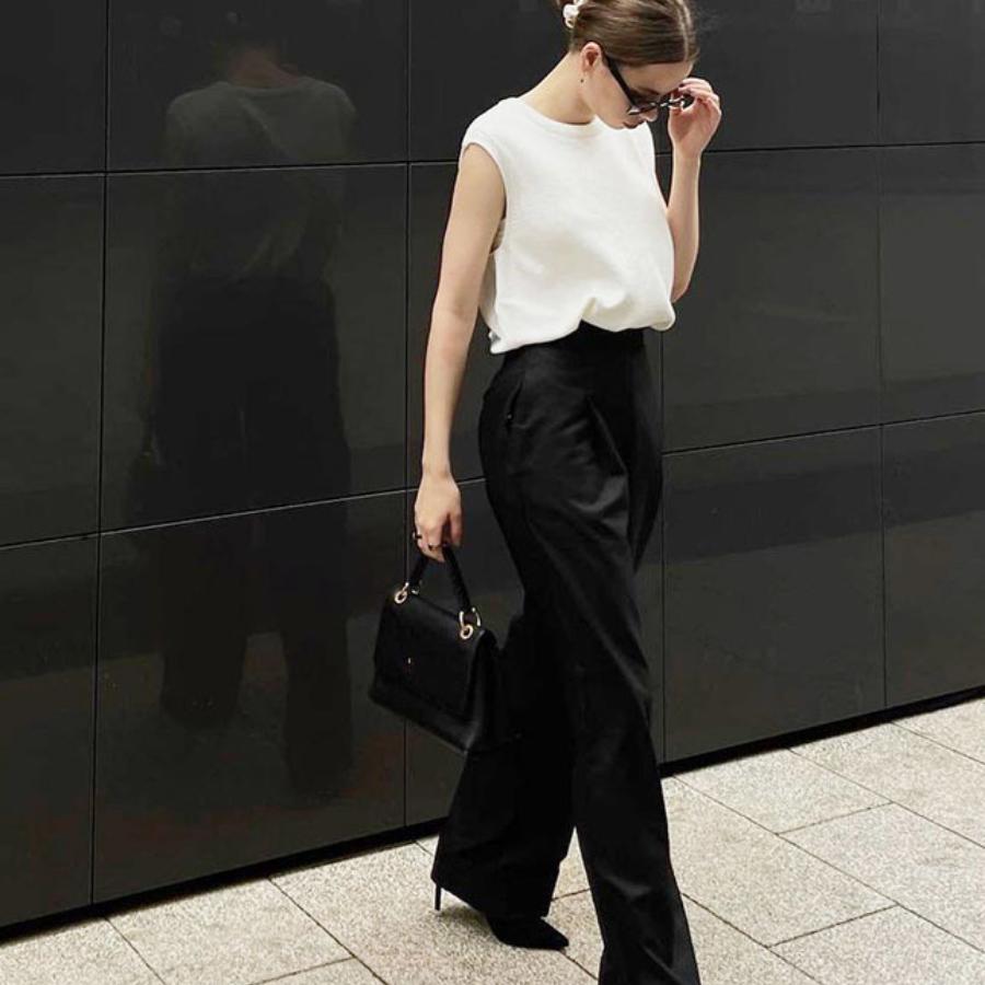 Hot Selling Simple Black Floor-Length Wide-Leg Trousers Commuting Loose High-Waist Draped Suit Pants for Women