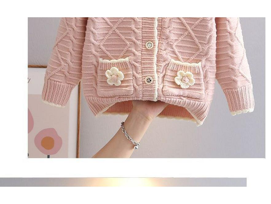 2025 Autumn Girls' Korean Style Knit Cardigan - Fashionable Early Autumn Children's Outerwear Sweater