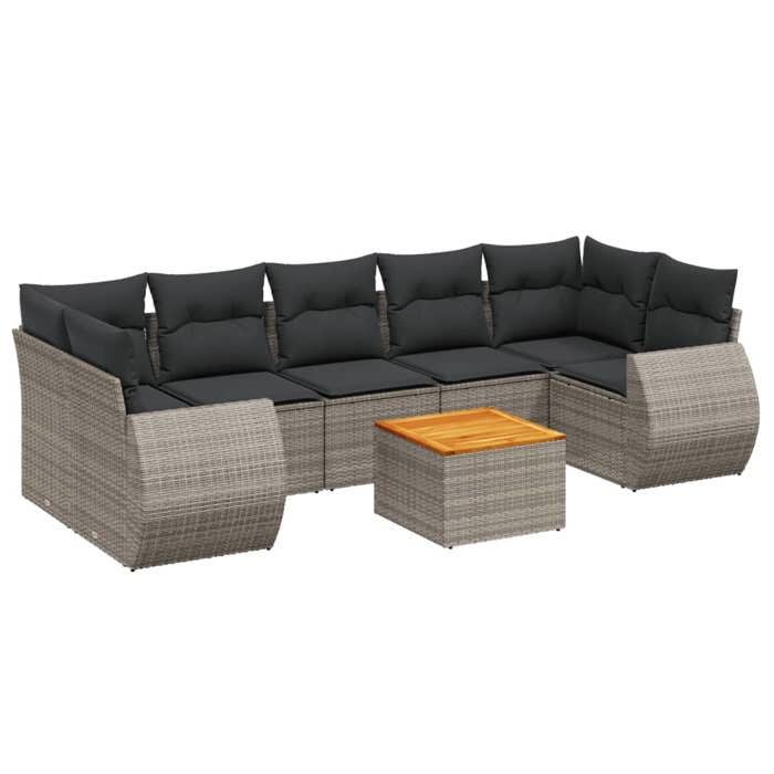 VidaXL Garden Lounge Set with Cushions 8 Pcs, Patio Sofas, Patio Furniture Set, Outdoor Furniture, Grey 3224919