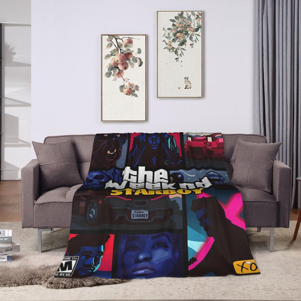The Weeknd Pop Singer Blanket Coral Fleece Plush Print Multi-function Super Warm Throw Blankets for Home Office Quilt