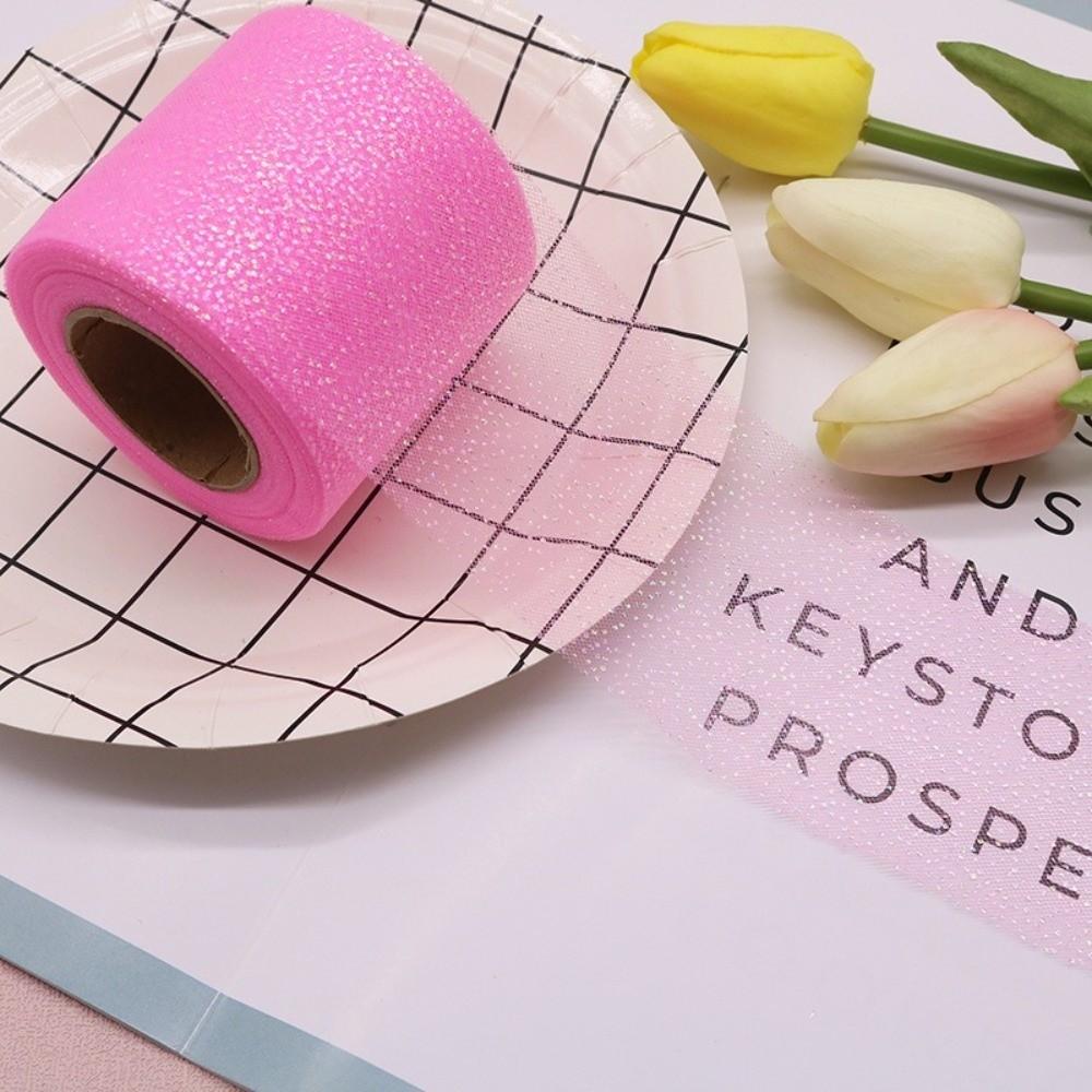 6CM 25Yards Glitter Dot Tulle Roll DIY Craft Gifts Packaging Material New Crystal Sequin Ribbons