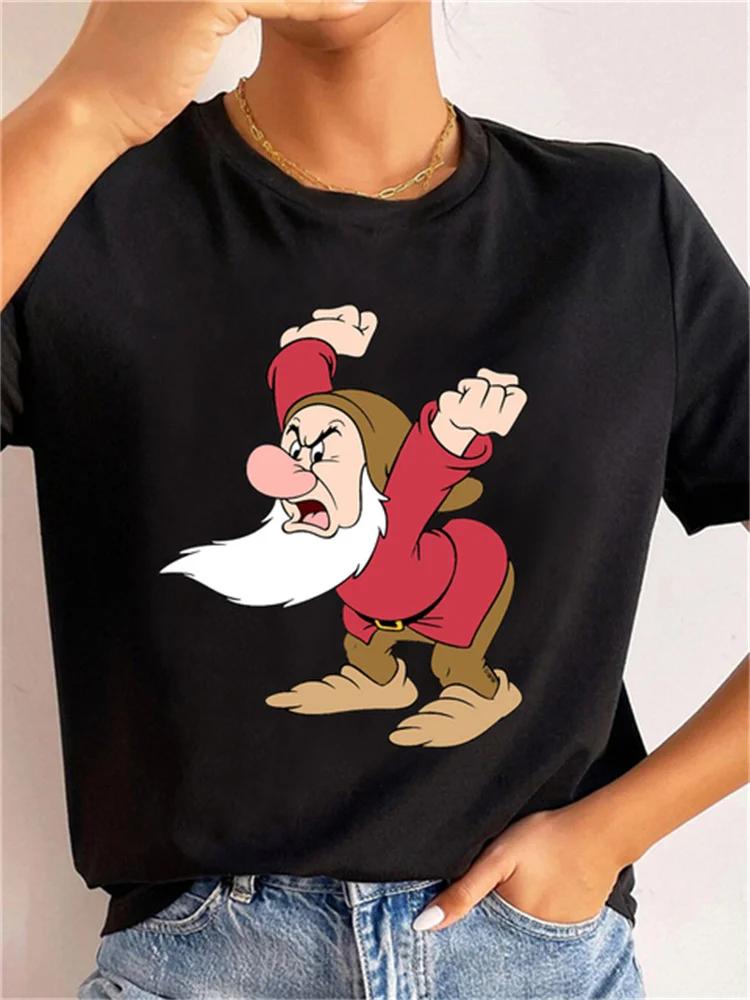 Cartoon Unisexs Tshirt Snow White and The Seven Dwarfs Print Street Casual Loose Short Sleeve Top Unisex Cool