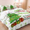 3pcs Christmas Tree & Snowflake Duvet Cover Set - Festive Holiday Bedding With "Stink! Stank!" Text Print Green & Red Design