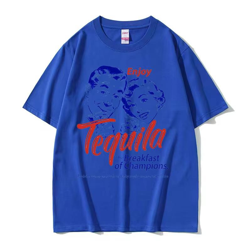 2025 Summe Enjoy Tequila The Breakfast of Champions Funny Meme T Shirts Men Women Casual 100 Pure Cotton Printed Tshirt Y2k