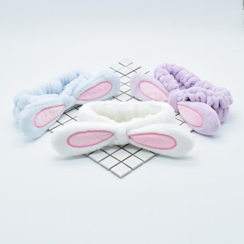 Cute Bunny Ears Women's Headband for Makeup Yoga Skincare Spa & Shower Soft & Funny for Washing Face