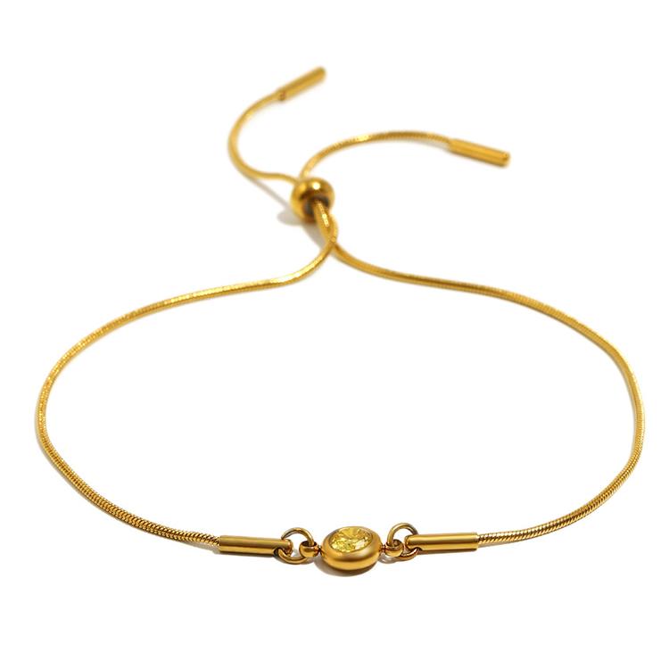 Hot Selling Fashion Design Bracelets Stainless Steel Snake Chain 18K Gold Plated Birth Stone Zircon Jewelry Adjustable Bracelet