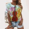 Summer Guitar Instrument Floral 3D Print T-Shirts Women Casual Short Sleeve Round Neck T Shirt Harajuku Tees Top Female Clothing