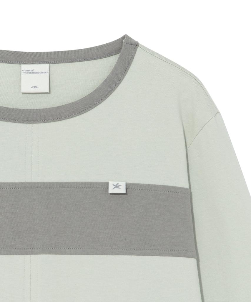 THE COLDEST MOMENT (W) Tcm Color Block Line Long Sleeve (Pistachio)