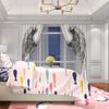 Wings Black and White Sketch -2pcs- Printed curtain,100% polyester material, suitable for home decoration